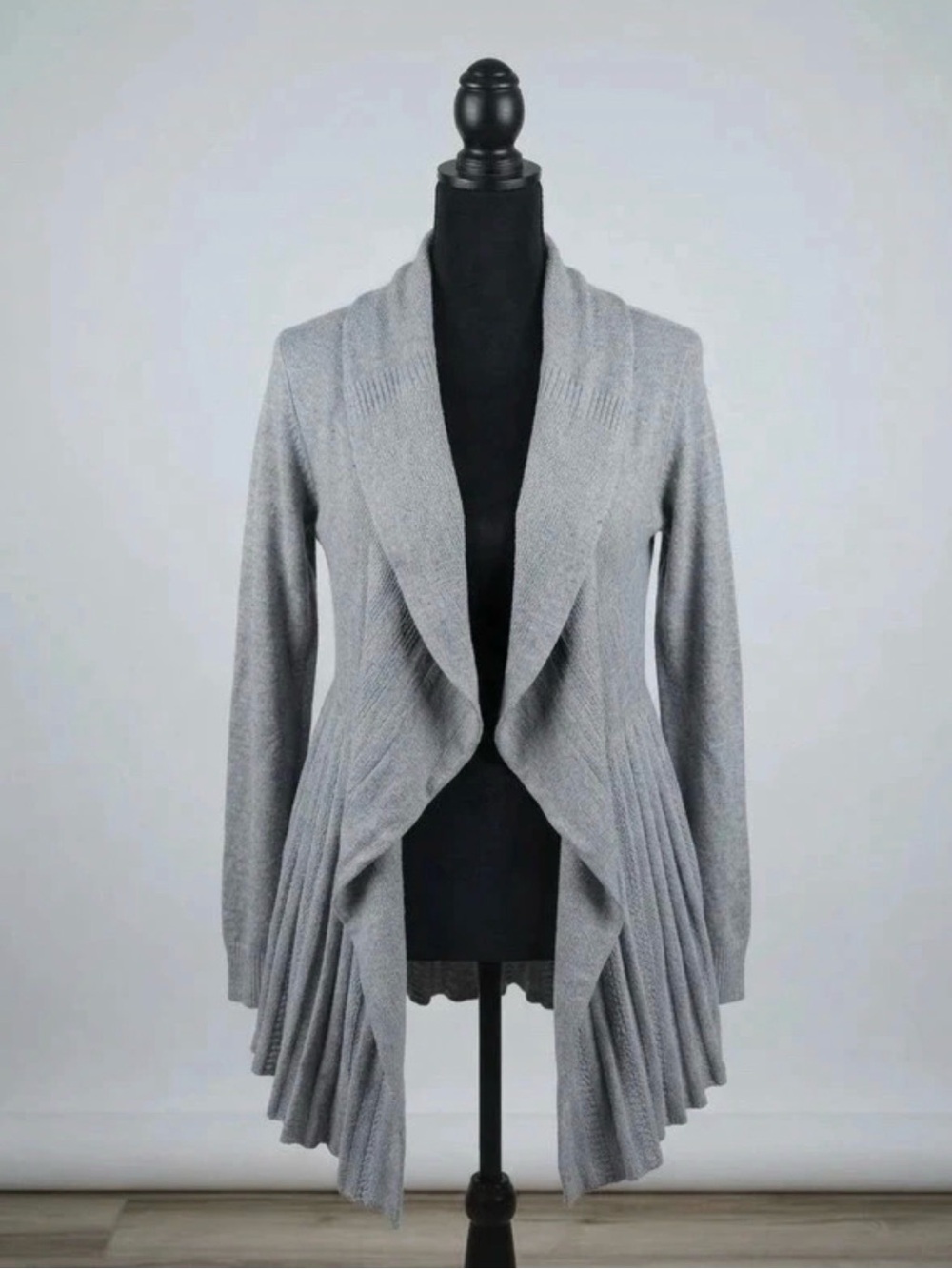 Worthington Light Gray Open-Front Draped Cardigan